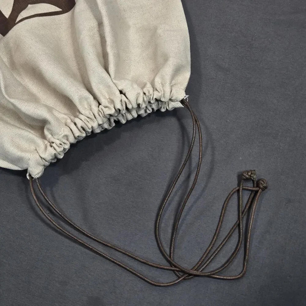 Michael Kors Drawstring Dust Bag Cream Cotton Canvas Brown Logo 18x18